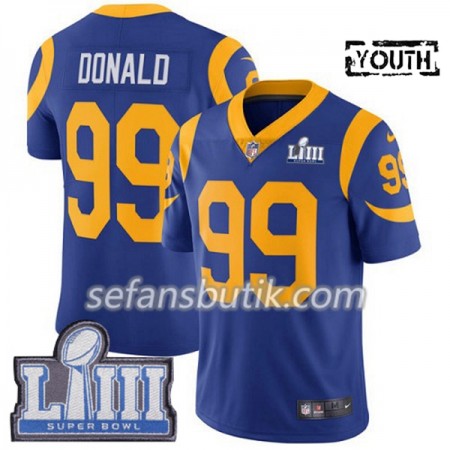 Los Angeles Rams Tröjor Aaron Donald 99 Nike Royal 2019 Super Bowl LIII - Barn